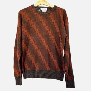 VTG Allyn St George Sweater Mens sz L Brown Geometric Indie Boho